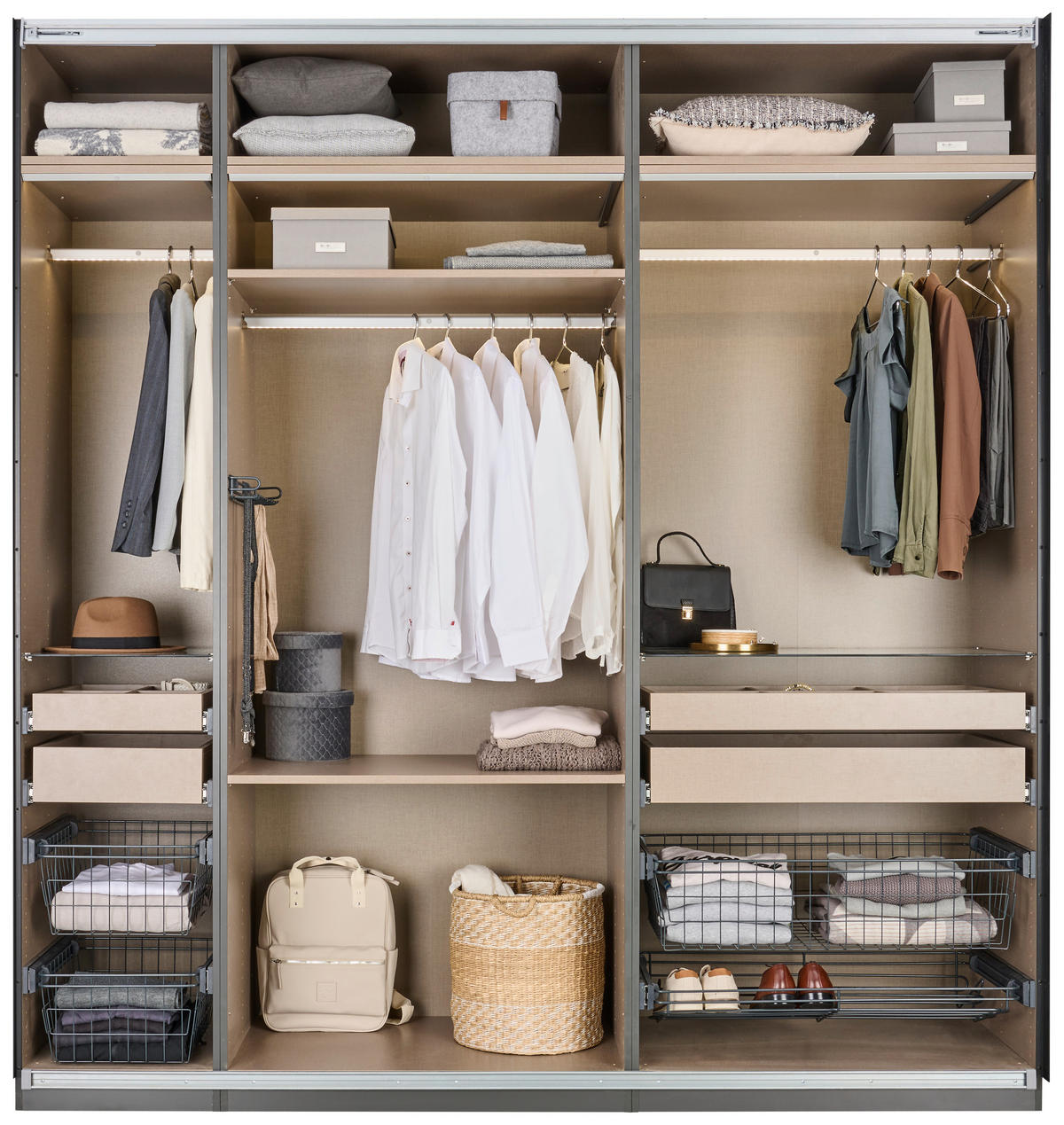 KORPUS ORMARA ZA ODJEĆU  antracit  46/242/57 cm    - antracit, Konvencionalno, drvni materijal (46/242/57cm) - Hom`in