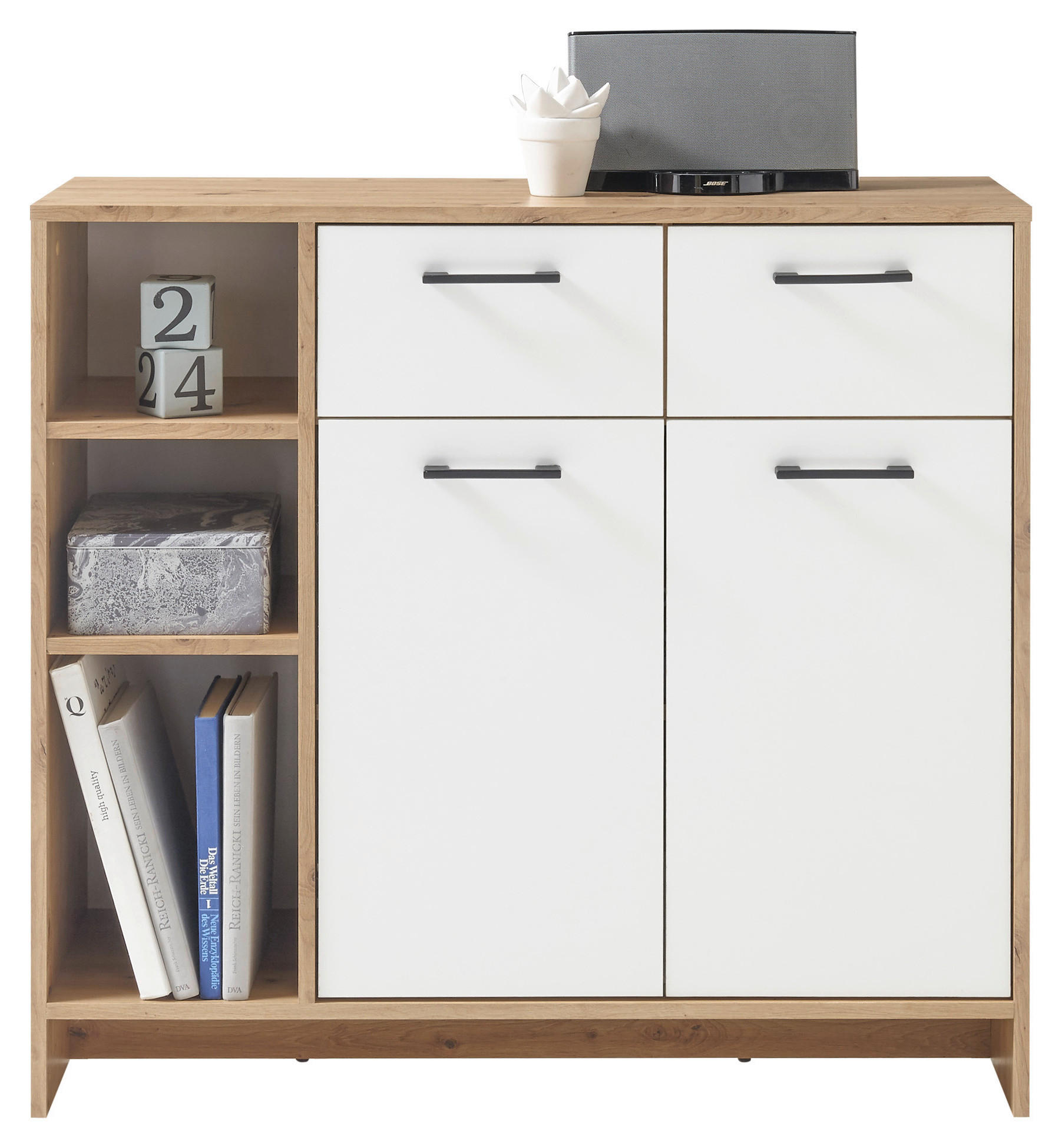 KOMMODE  in 100/92/38 cm  - Eichefarben/Schwarz, Design, Holzwerkstoff/Kunststoff (100/92/38cm) - MID.YOU