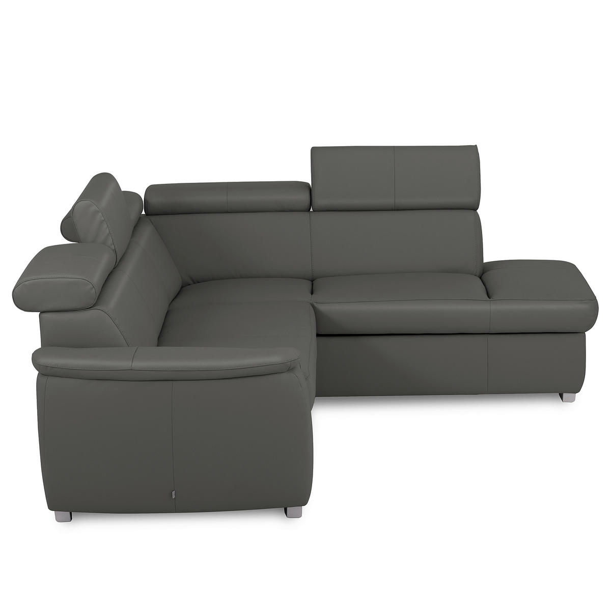 ECKSOFA  in Lederlook Echtleder Anthrazit  - Anthrazit/Silberfarben, Leder/Holz (262/211cm) - Celina Home