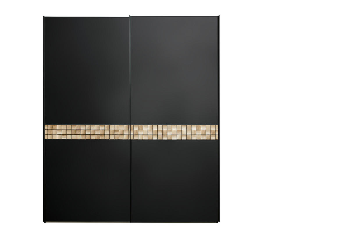 SCHWEBETÜRENSCHRANK 167/222/68 cm 2-türig Anthrazit, Schwarz, Eichefarben  - Eichefarben/Anthrazit, Design, Glas/Holz (167/222/68cm) - Dieter Knoll