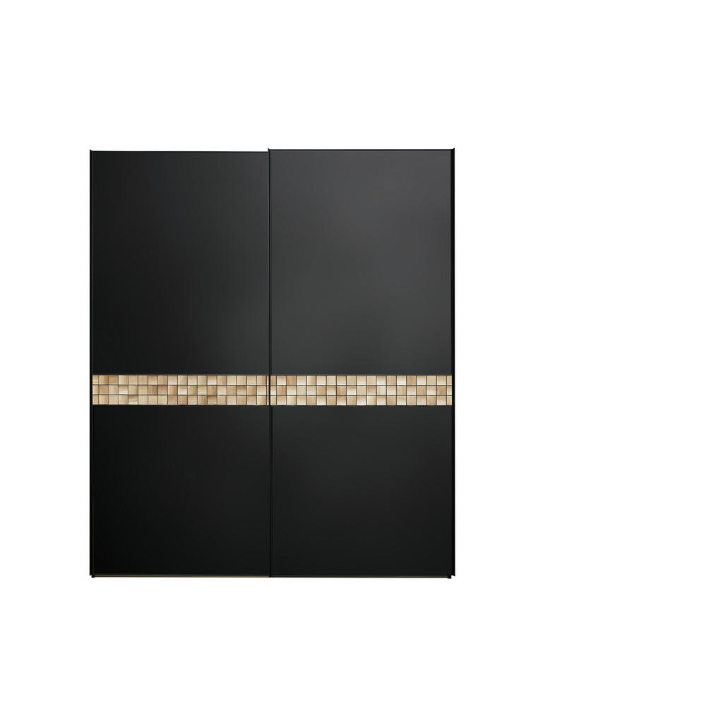 Thumbnail - Dieter Knoll Schwebetürenschrank, Anthrazit, Schwarz, Eiche, Holzwerkstoff, Eiche, massiv, 4 Fächer, 225x222x68 cm, Blau...