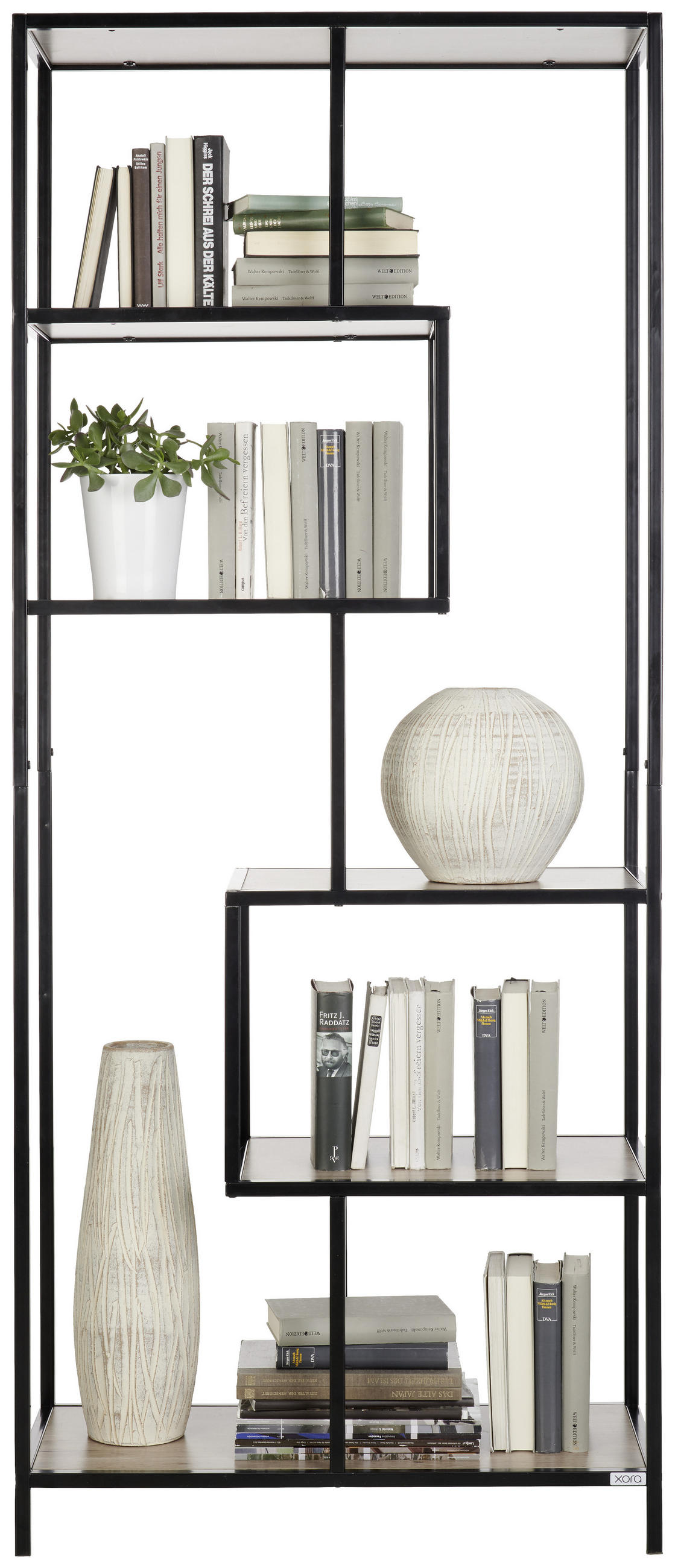REGAL Schwarz, Eichefarben  - Eichefarben/Schwarz, Trend, Metall (77/185/34cm) - Xora