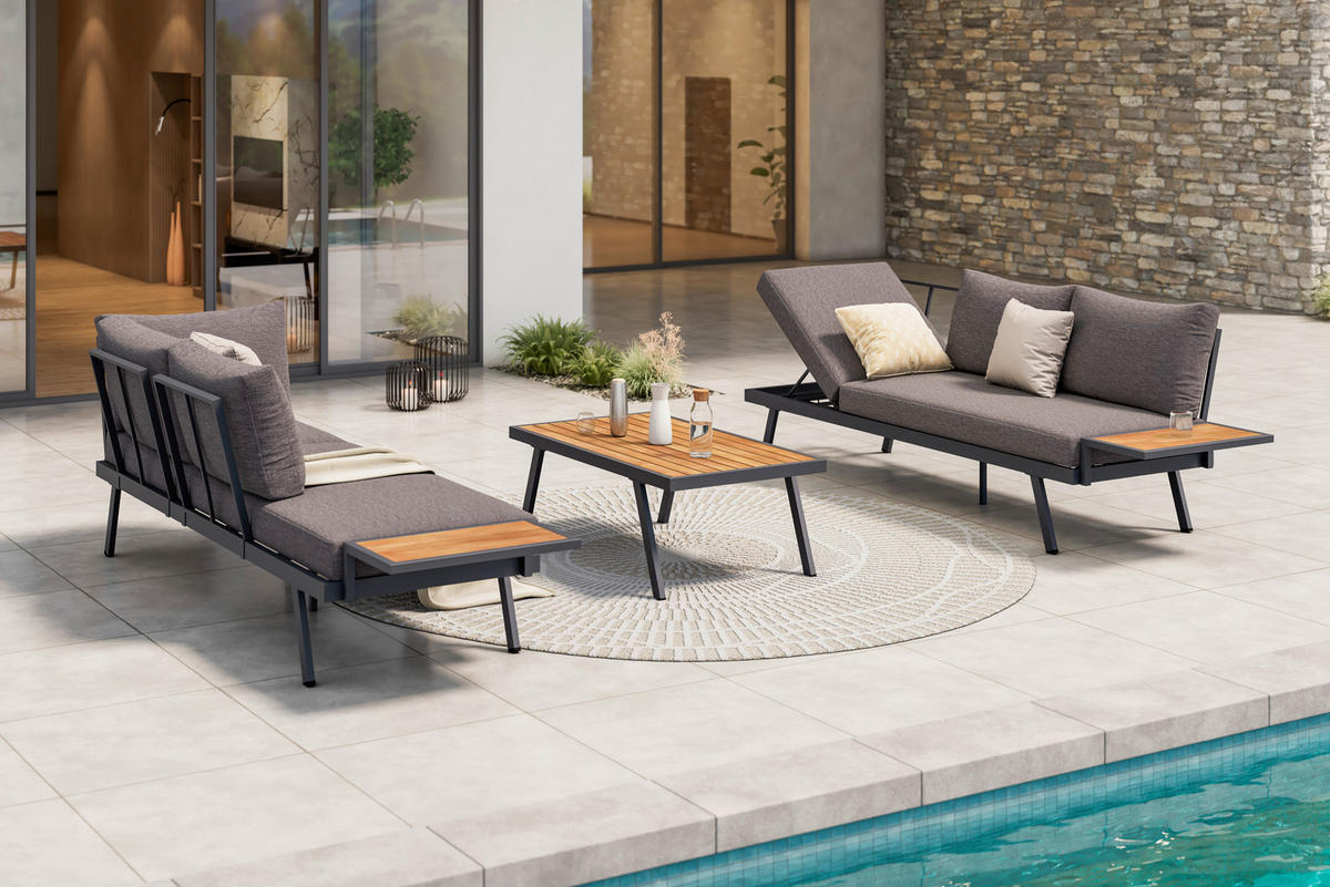 Set Mobilier De Grădină  - antracit/gri, Modern, metal (195/72/74,5cm) - Ambia Garden