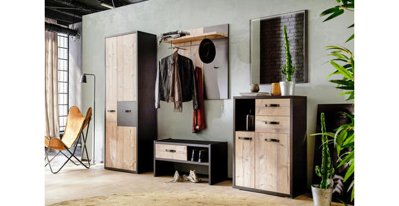 GARDEROBENPANEEL 91/96/29 cm - Fichtefarben/Dunkelgrau, Trend, Holzwerkstoff/Metall (91/96/29cm) - Voleo