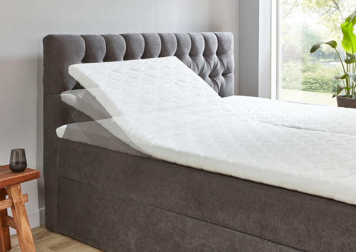 BOXBETT 180/200 cm  in Grau  - Schwarz/Grau, Modern, Kunststoff/Textil (180/200cm) - MID.YOU