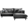 ECKSOFA in Velours Grau  255/180 cm  - Türkis/Schwarz, MODERN, Textil/Metall (255/180cm) - Livetastic