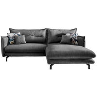 ECKSOFA in Velours Grau  - Türkis/Schwarz, Modern, Textil/Metall (255/180cm) - Livetastic