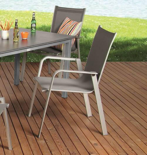 STAPELSESSEL Aluminium Graphitfarben, Platinfarben  - Platinfarben/Graphitfarben, Basics, Textil/Metall (69/97/62cm) - Acamp