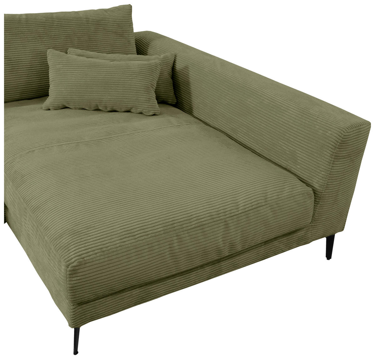 ECKSOFA in Cord Olivgrün  - Schwarz/Olivgrün, Design, Textil/Metall (313/172cm) - Livetastic