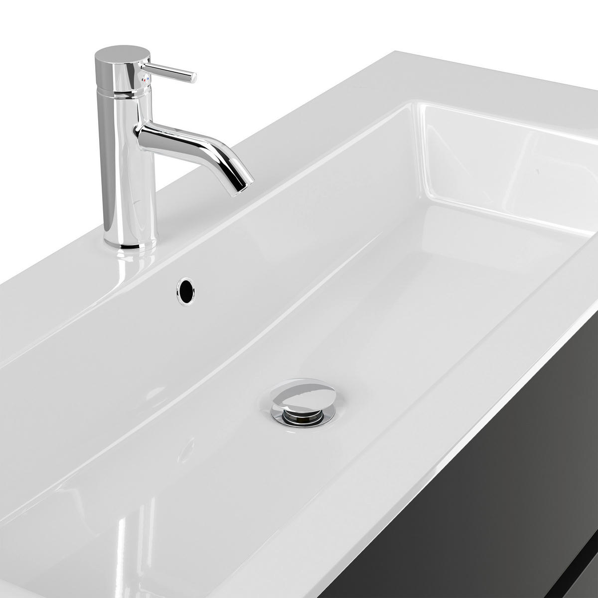 BADEZIMMER 3-teilig  in 120 cm  - Graphitfarben/Weiß, Basics, Holzwerkstoff/Stein (120cm) - MID.YOU