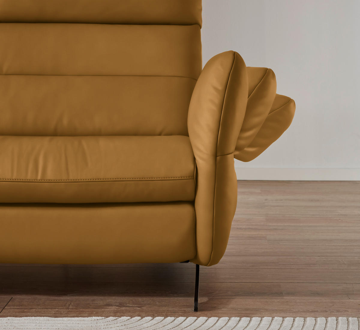 ECKSOFA in Echtleder Currygelb  - Currygelb/Schwarz, Design, Leder/Metall (169/298cm) - Dieter Knoll