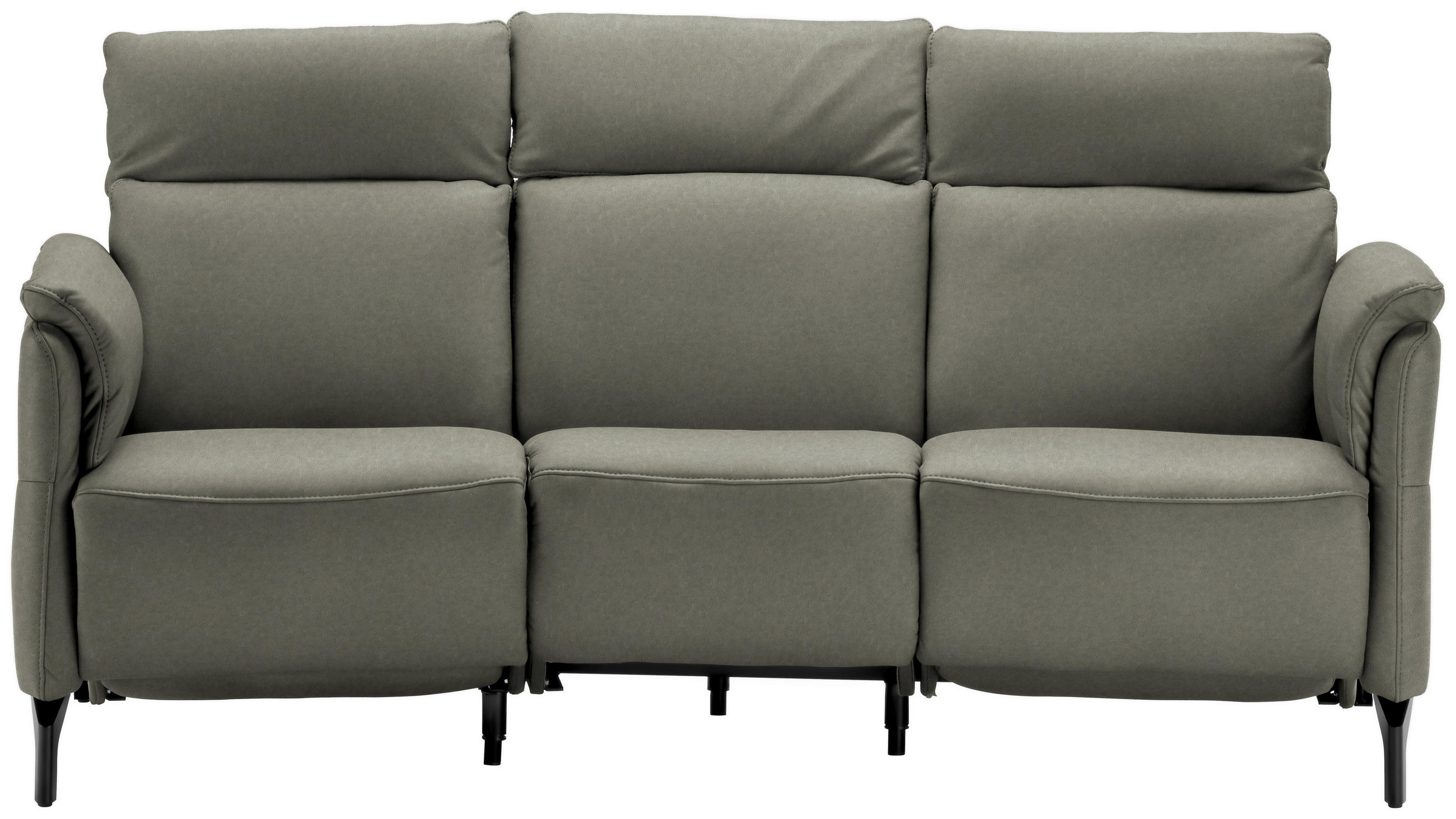 TRAPEZSOFA Echtleder Grau  - Schwarz/Grau, KONVENTIONELL, Leder/Metall (221/103/95cm) - Dieter Knoll