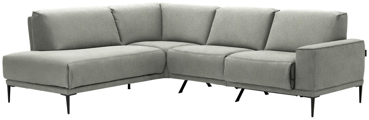 ECKSOFA in Flachgewebe Beige  - Beige/Schwarz, Design, Textil/Metall (210/260cm) - Johann Jakob