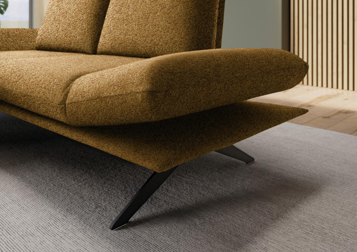 ECKSOFA Flachgewebe Currygelb  - Currygelb/Schwarz, Design, Textil/Metall (155/234cm) - Dieter Knoll