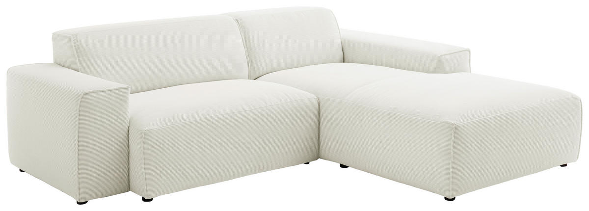 ECKSOFA in Cord Weiss  - Weiss/Schwarz, Design, Kunststoff/Textil (230/189cm) - Pure Home Lifestyle