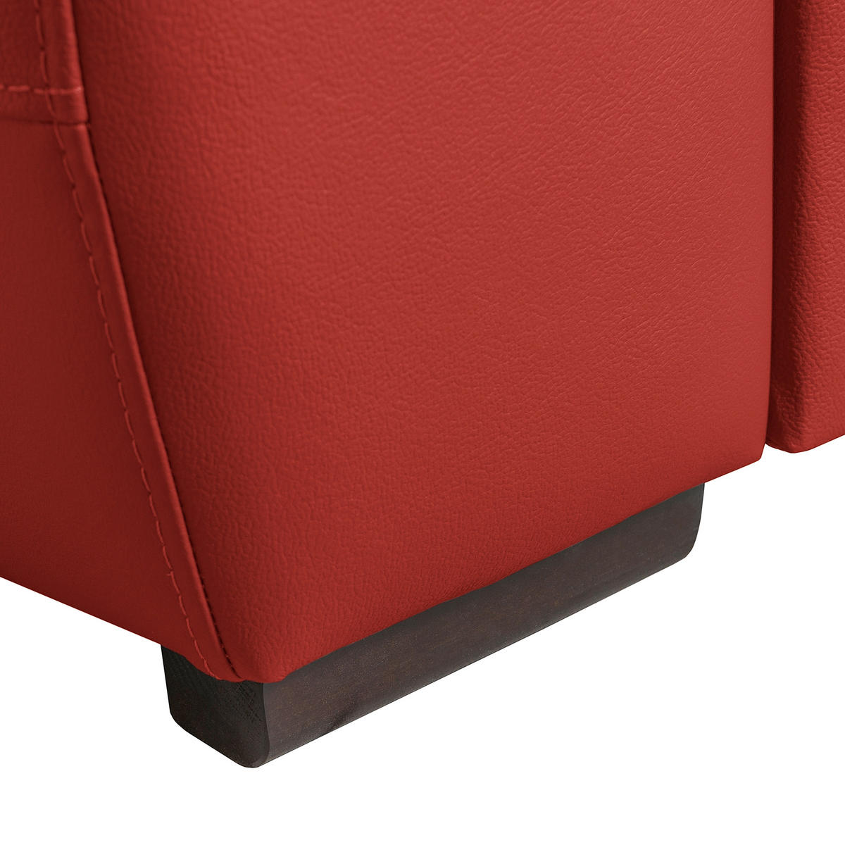 ECKSOFA  in Echtleder Rot  - Wengefarben/Rot, Design, Leder/Holz (265/265cm) - Livetastic