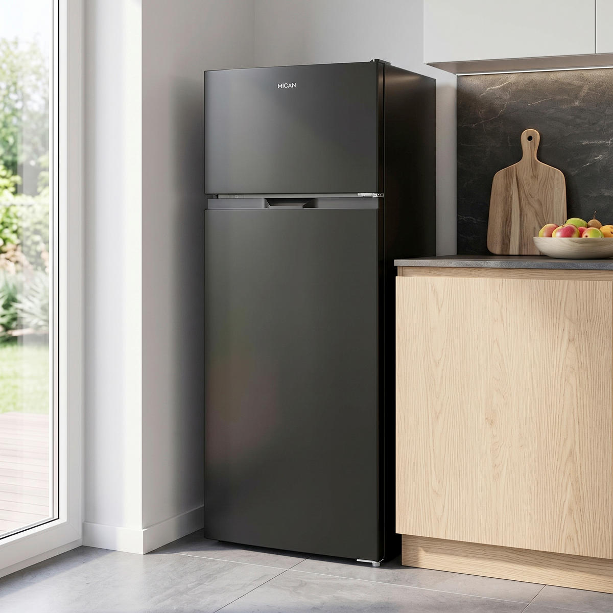 KÜHL-GEFRIER-KOMBINATION SKHTMF55SDID  - Schwarz, Basics, Glas/Kunststoff (54,5/143/55,5cm) - Mican