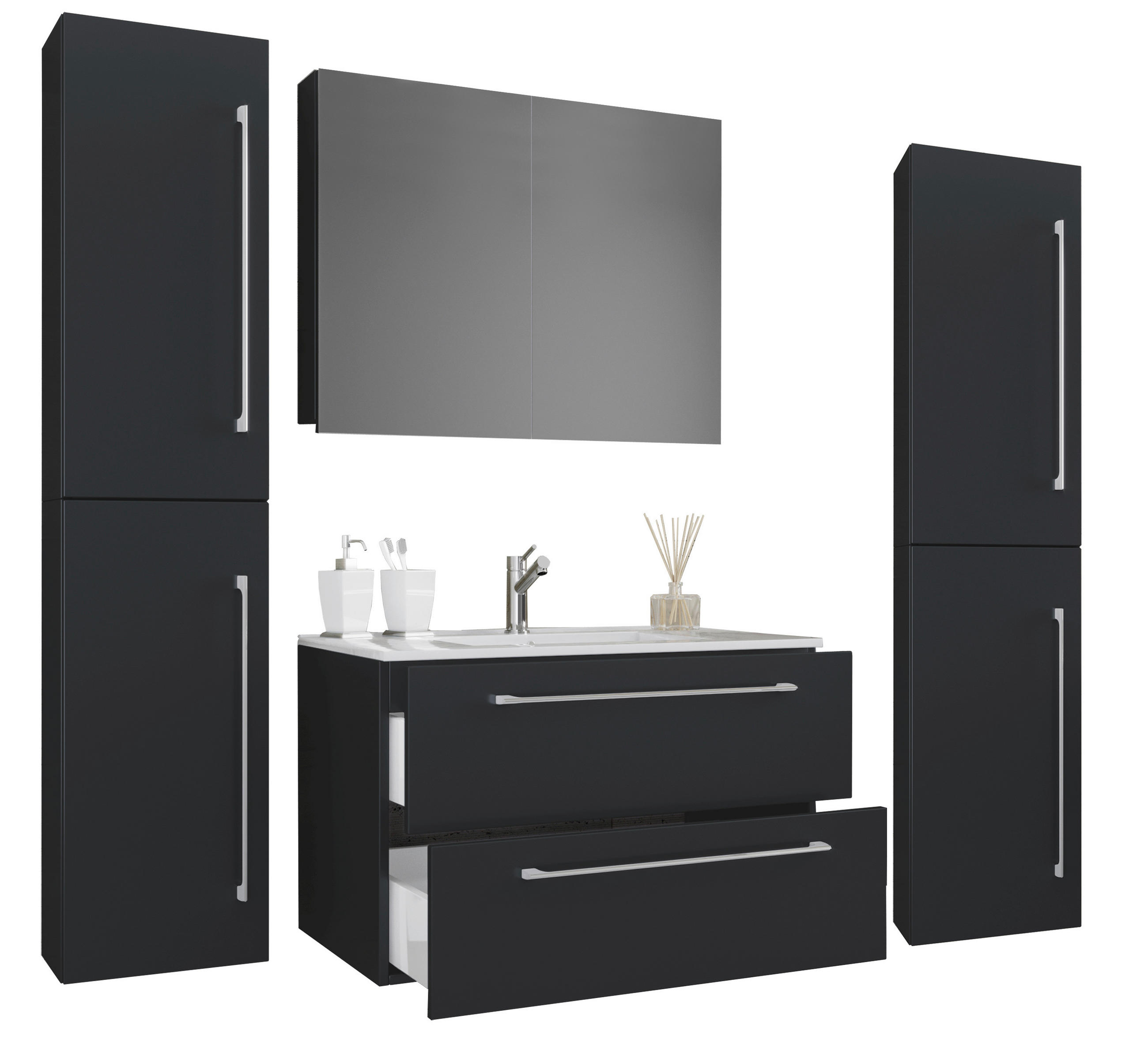 BADEZIMMER  in 127 cm  - Schwarz/Weiß, MODERN, Keramik/Holzwerkstoff (127cm) - MID.YOU