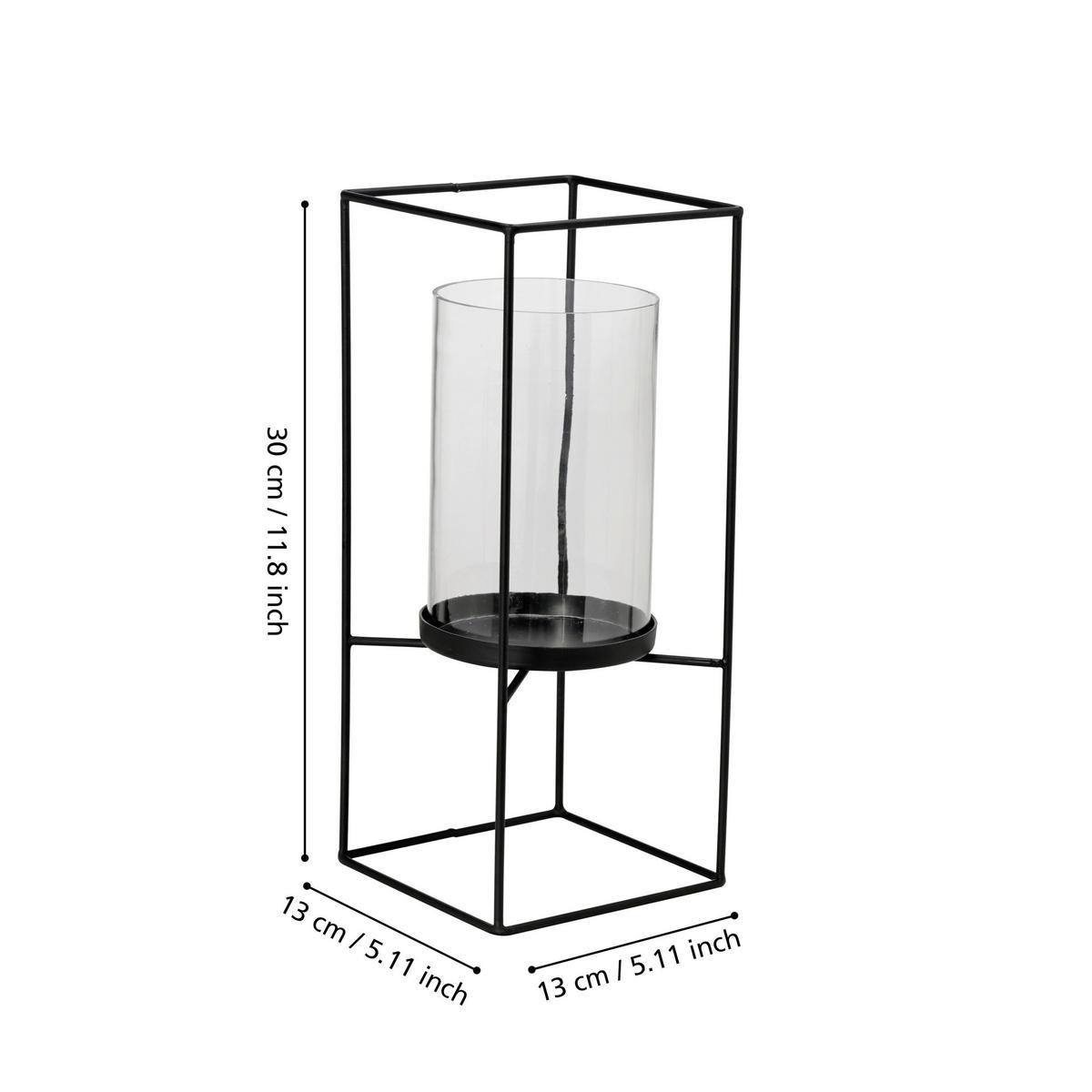 WINDLICHT - Klar/Schwarz, LIFESTYLE, Glas/Metall (13/13/30cm)
