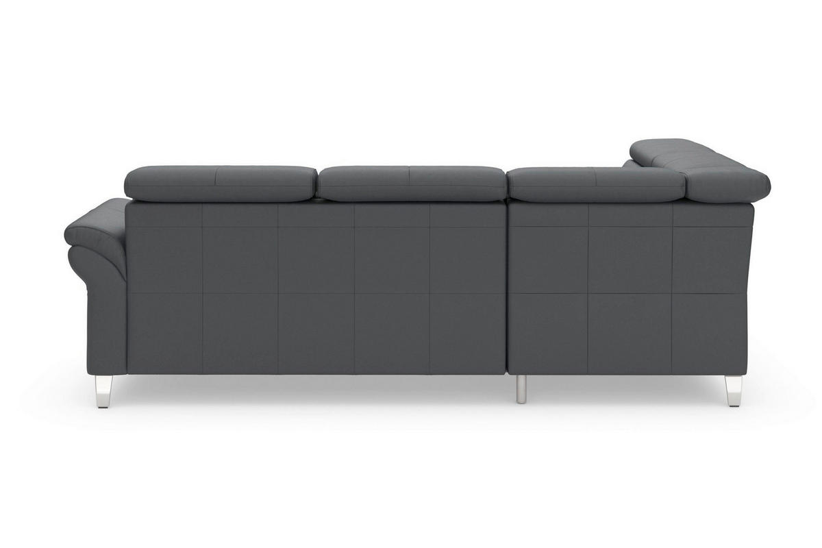 ECKSOFA ARNGAST E Schwarz Echtleder Kopfteilverstellung  - Chromfarben/Schwarz, Basics, Leder/Metall (194/245cm) - Sit & More
