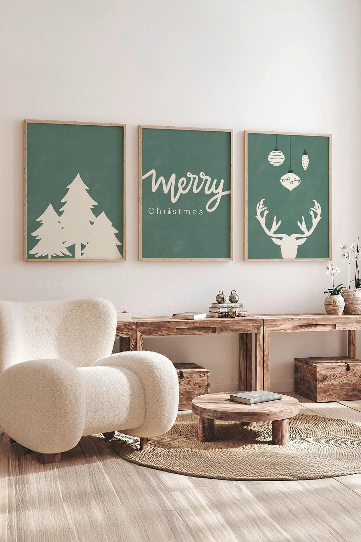 BILDERSET 3-teilig Multicolor 33/48 cm  - Multicolor, Basics, Holz (33/48cm) - X-Mas