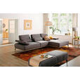ECKSOFA in Mikrofaser Grau  176/298 cm  - Beige/Bronzefarben, Design, Textil/Metall (176/298cm) - Valnatura