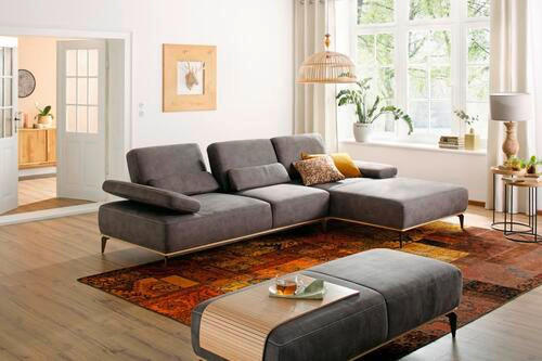 ECKSOFA 16580 Sprint Grau Mikrofaser  - Beige/Bronzefarben, Design, Textil/Metall (176/298cm) - Valnatura