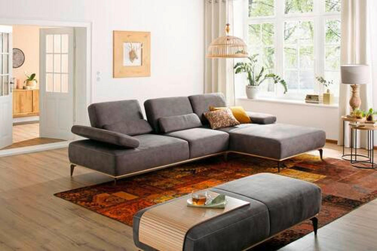 ECKSOFA 16580 Sprint Grau Mikrofaser  - Beige/Bronzefarben, Design, Textil/Metall (176/298cm) - Valnatura