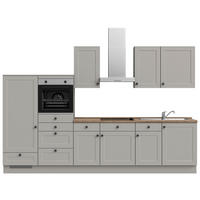 KÜCHENBLOCK 330 cm   in Grau, Eiche dunkel  - Eiche dunkel/Schwarz, MODERN, Holzwerkstoff/Metall (330cm) - Nobilia