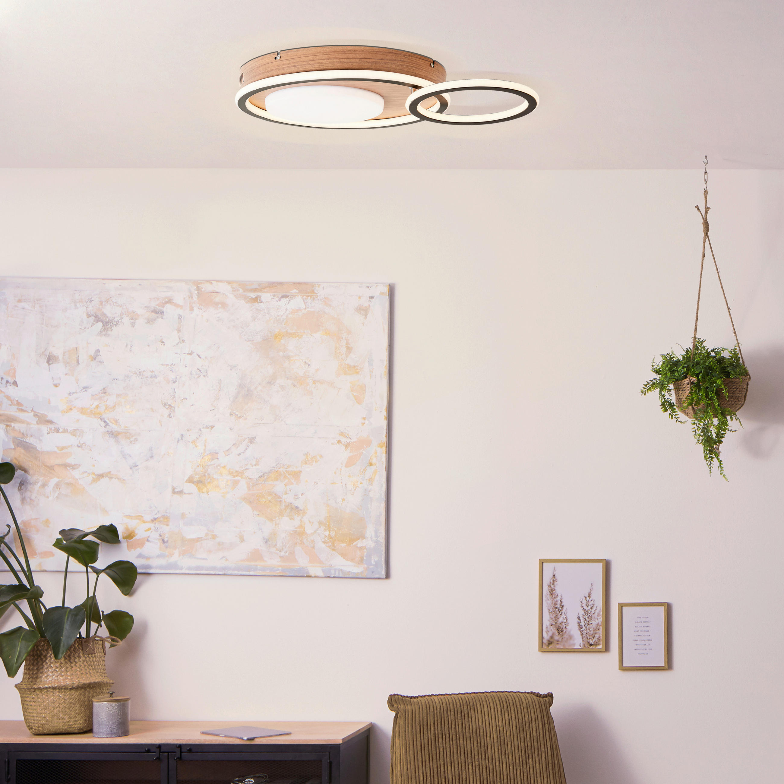 LED-DECKENLEUCHTE 48 W    39,4/57/8 cm  - Schwarz/Braun, Design, Kunststoff/Metall (39,4/57/8cm) - Brilliant