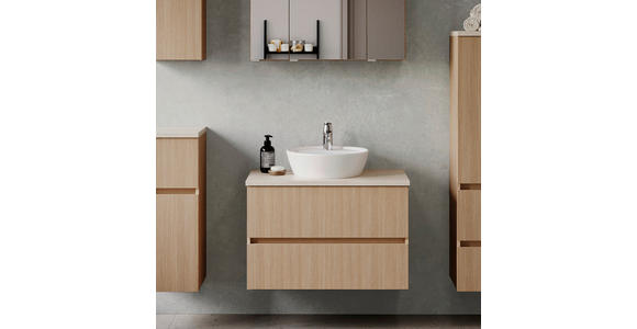 WASCHTISCHKOMBI 80 cm  - Sandfarben/Eichefarben, KONVENTIONELL, Keramik/Holzwerkstoff (80cm) - Xora