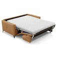 SCHLAFSOFA  in Echtleder Cognac  - Cognac/Schwarz, Design, Leder/Metall (191/89/97cm) - Novel
