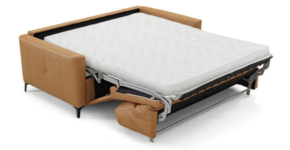 SCHLAFSOFA  in Echtleder Cognac  - Cognac/Schwarz, Design, Leder/Metall (191/89/97cm) - Novel