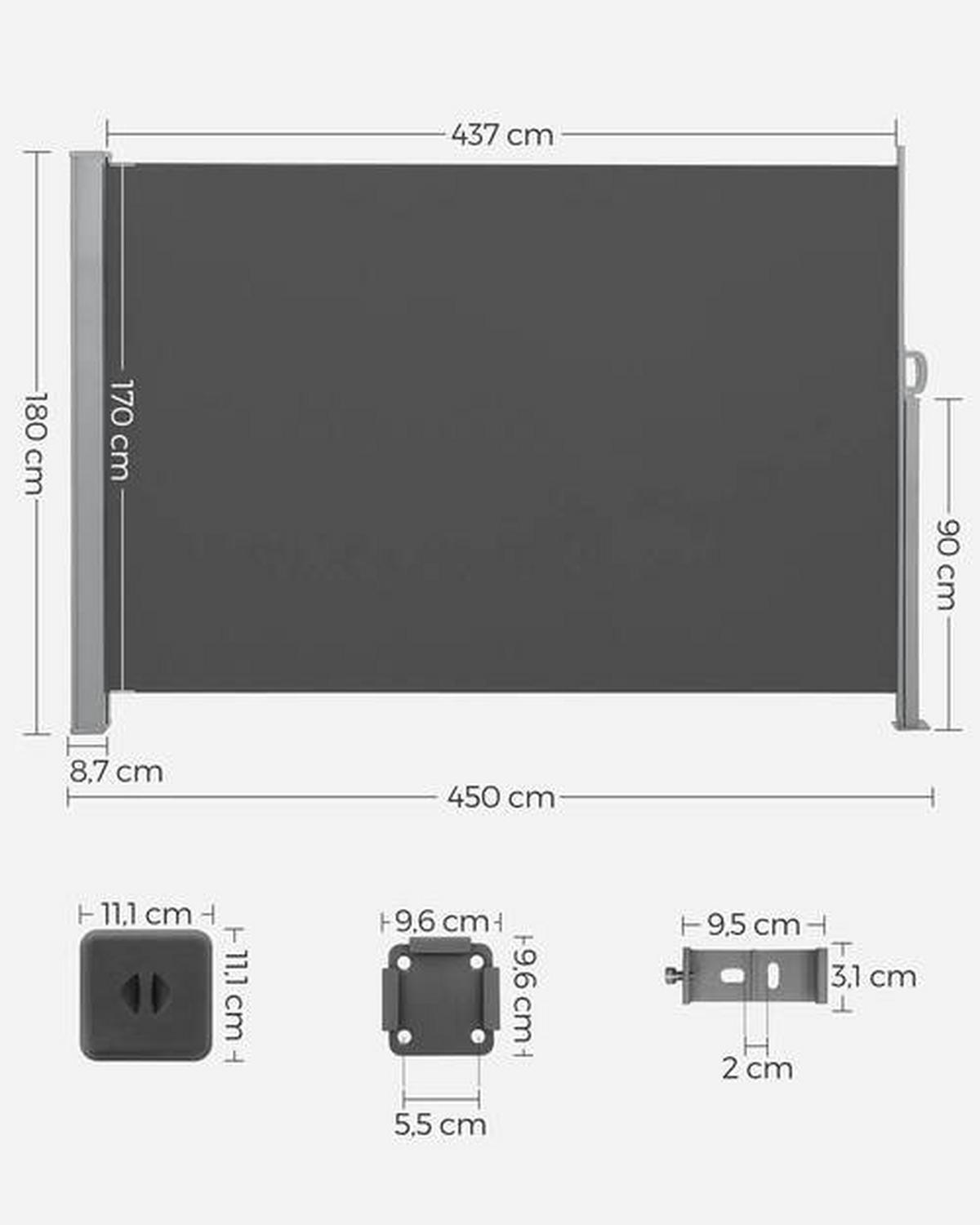 MARKÝZA  - šedá, Basics, kov/textil (400/200cm) - Modante