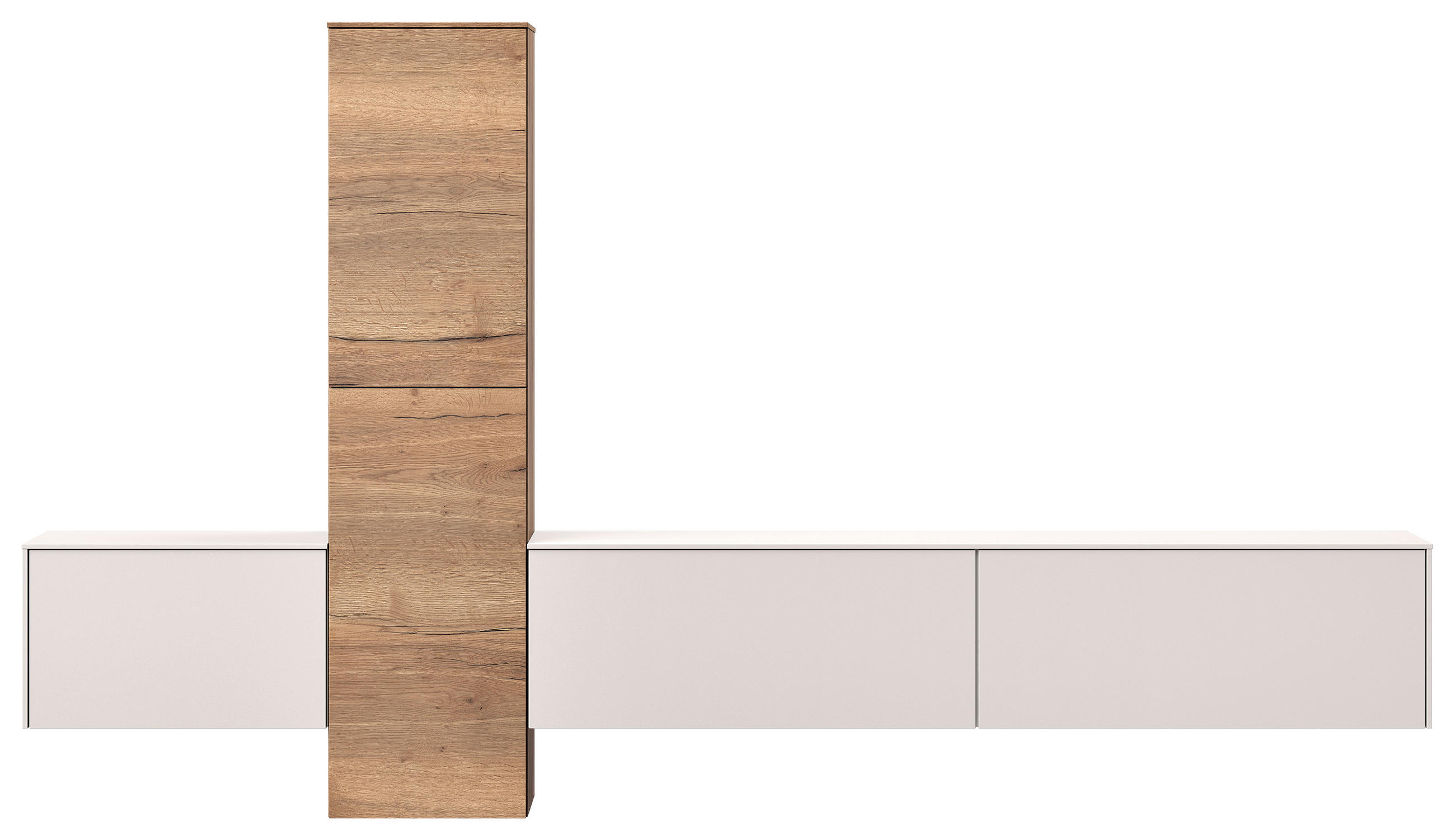 WOHNWAND  in Eichefarben, Hellgrau  282/160/37 cm  - Eichefarben/Hellgrau, Design, Holzwerkstoff (282/160/37cm) - Celina Home