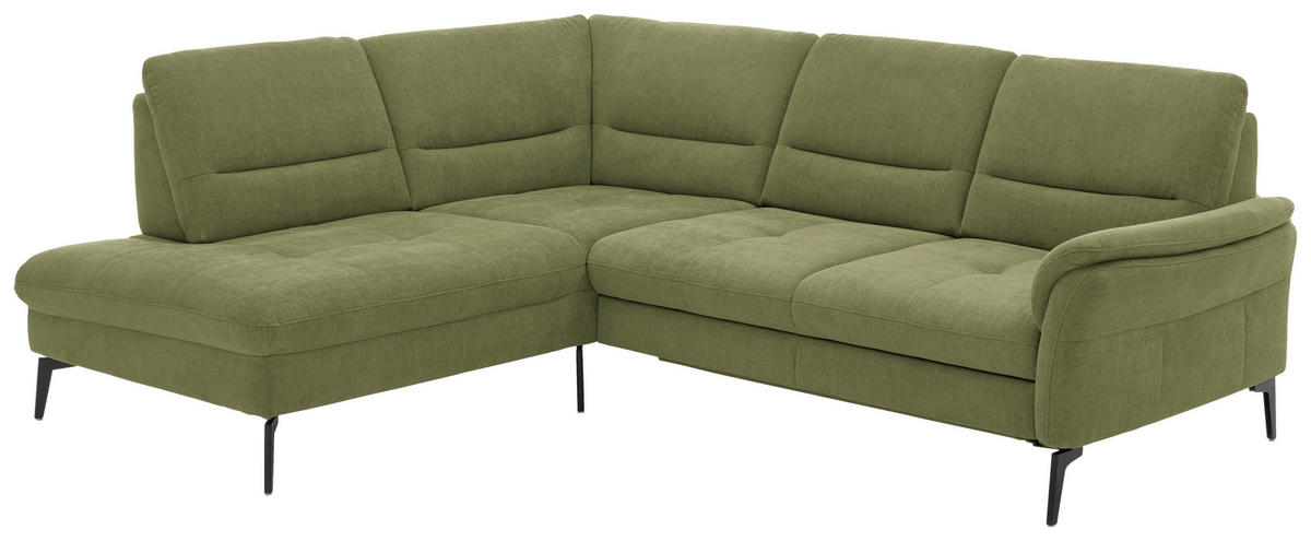ECKSOFA in Webstoff Grün  206/256 cm  - Schwarz/Grün, Design, Textil/Metall (206/256cm) - Beldomo System