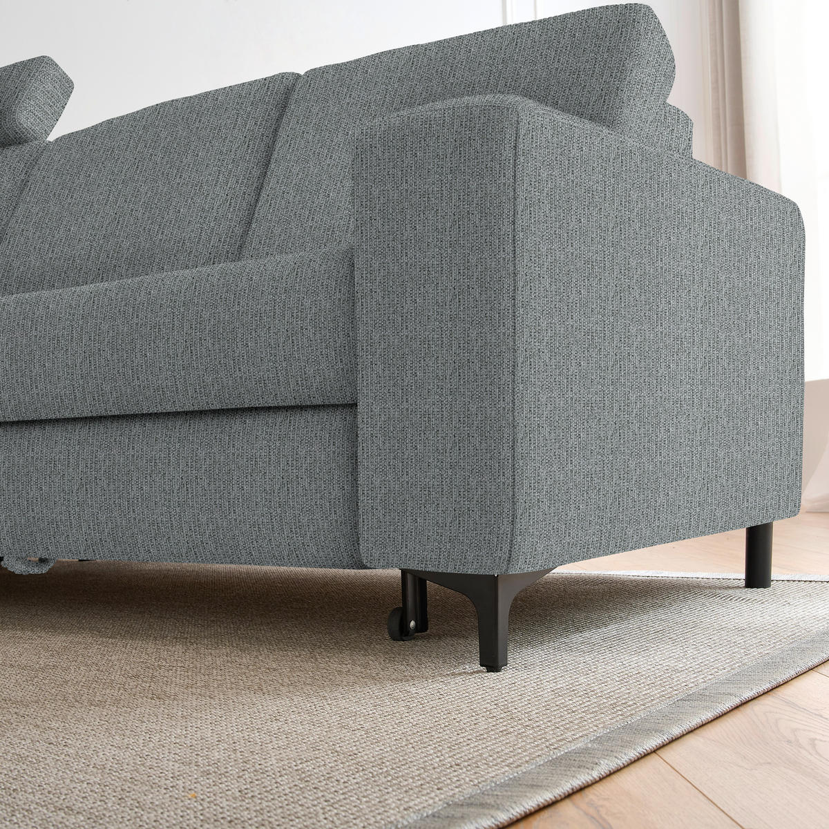 ECKSOFA in Webstoff Dunkelgrau  - Dunkelgrau/Schwarz, Konventionell, Textil/Metall (167/247cm) - Stylife