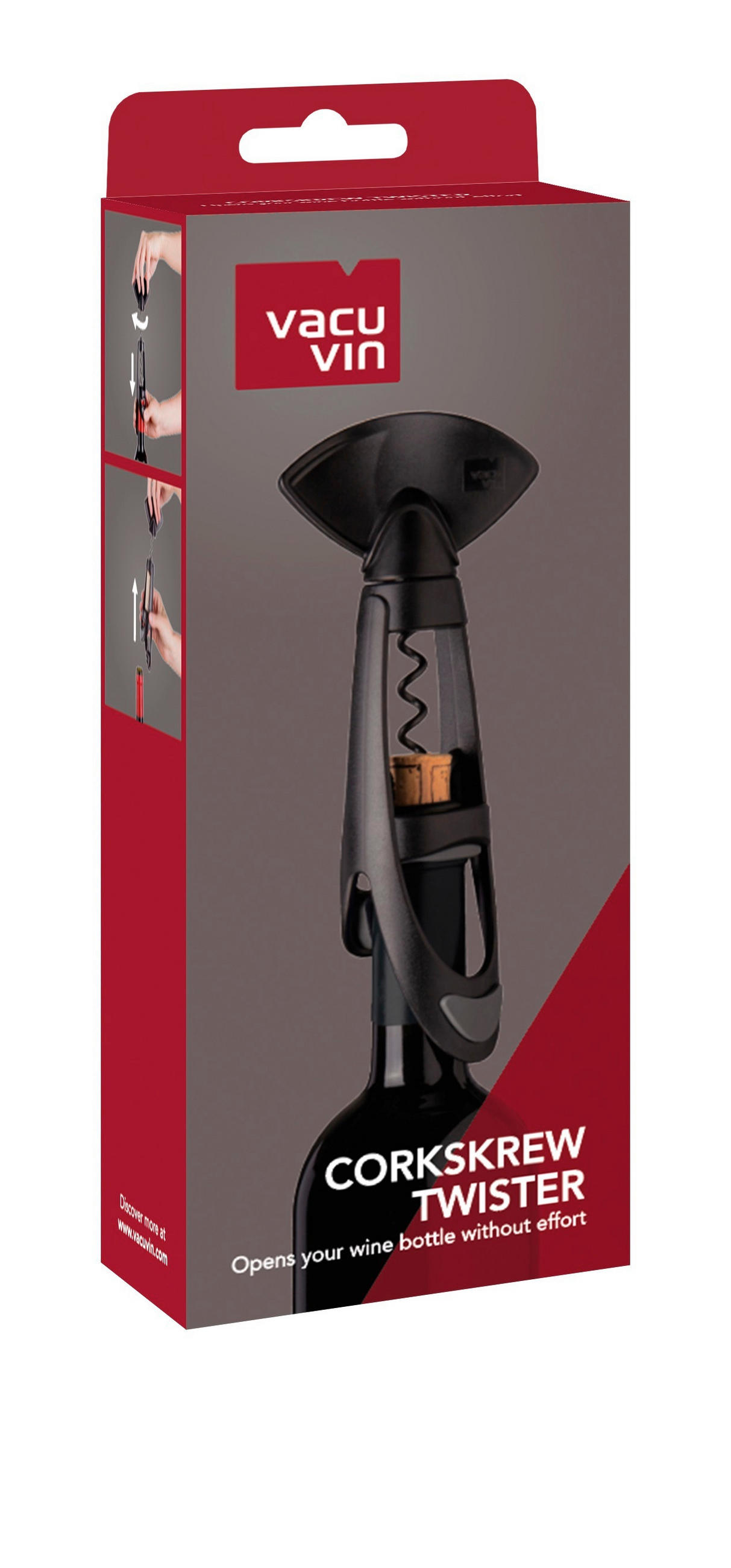 KORKENZIEHER - Schwarz, Basics, Kunststoff (8.50/5.10/22.20cm) - Vacu Vin