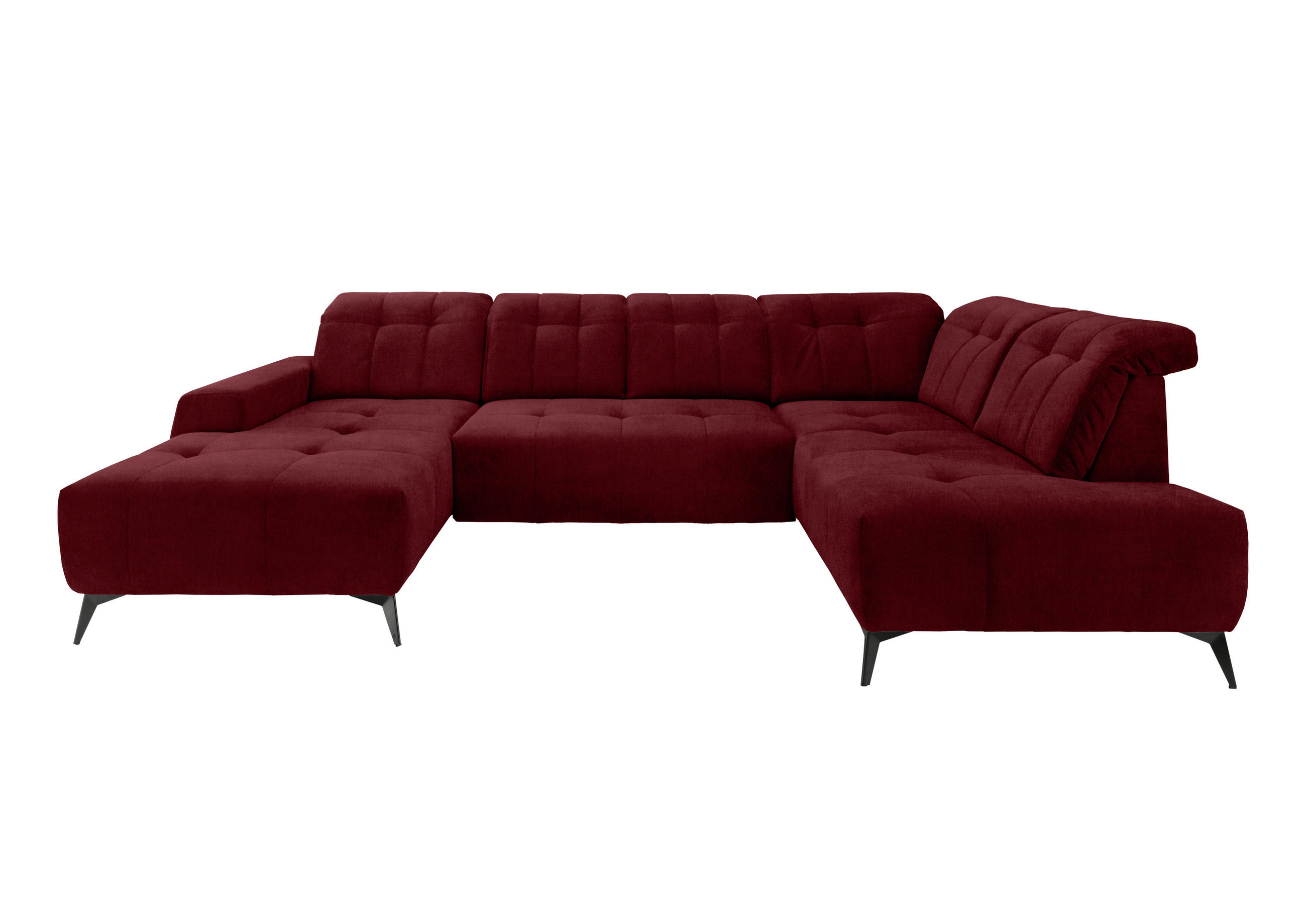 WOHNLANDSCHAFT in Mikrofaser Bordeaux - Bordeaux/Schwarz, Modern, Textil/Metall (180/337/200cm) - Livetastic