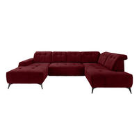 WOHNLANDSCHAFT Bordeaux Mikrofaser  - Bordeaux/Schwarz, MODERN, Textil/Metall (180/337/200cm) - Livetastic