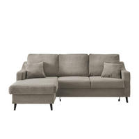 ECKSOFA Graubraun Cord  - Graubraun/Schwarz, Design, Holz/Textil (150/228cm) - P & B