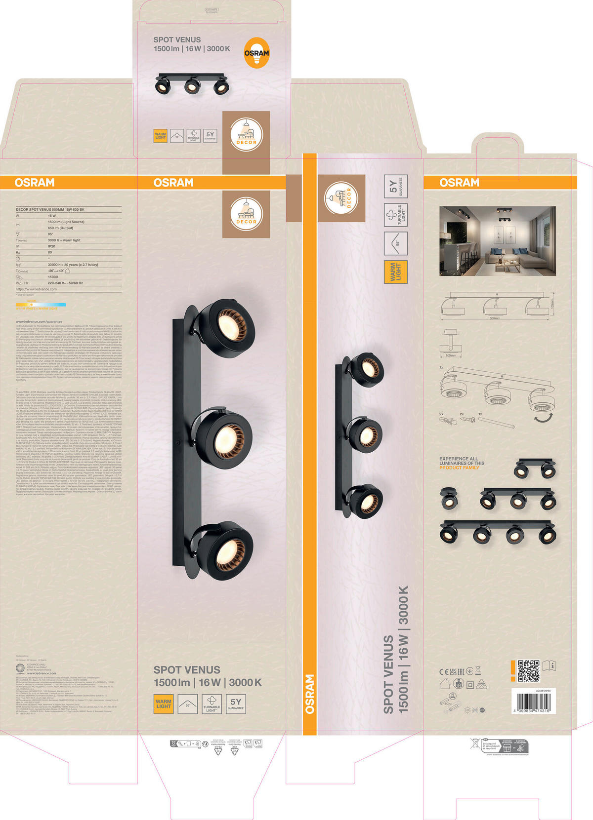 LED-STRAHLER 50/10/10,5 cm   - Schwarz, Basics, Kunststoff/Metall (50/10/10,5cm) - Osram