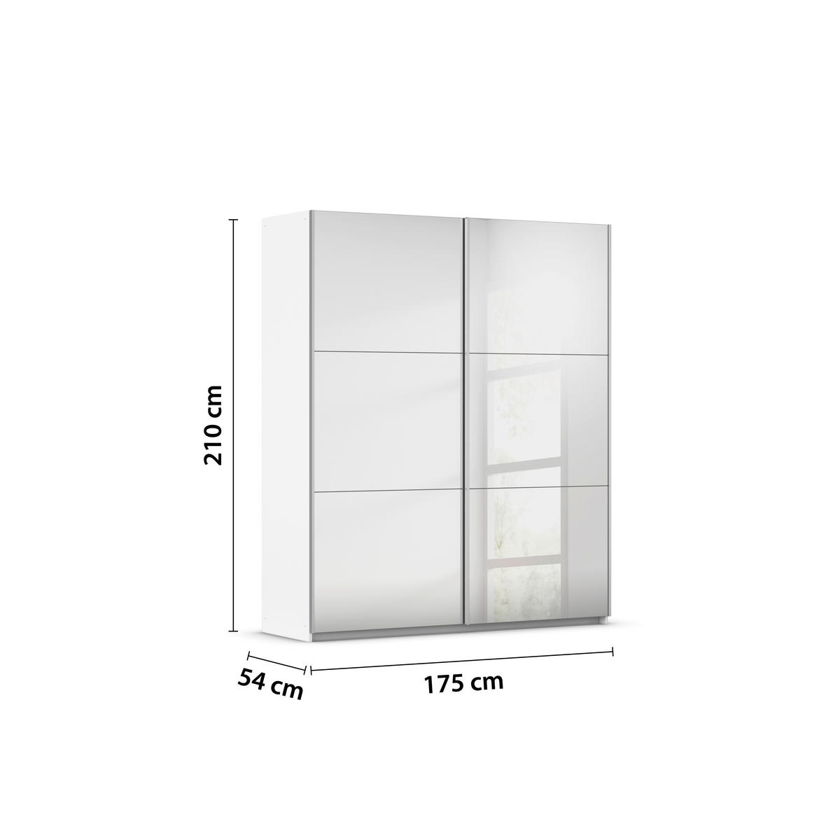 SCHWEBETÜRENSCHRANK 175/210/59 cm 2-türig Weiß, Silberfarben  - Silberfarben/Alufarben, MODERN, Glas/Holzwerkstoff (175/210/59cm) - Rauch Möbel