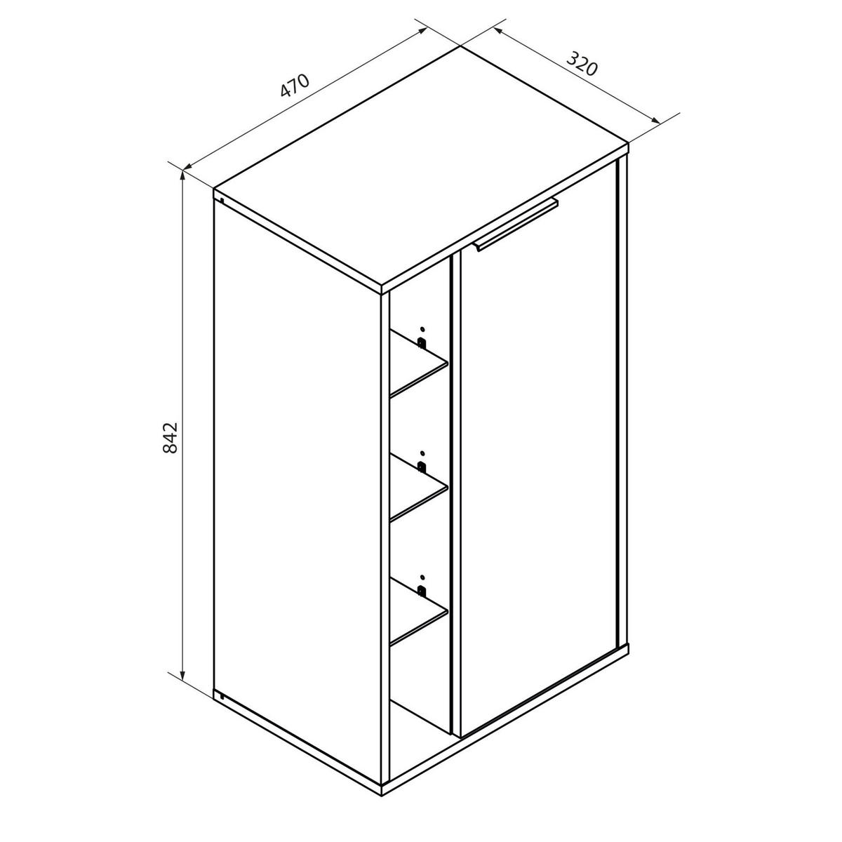 MIDISCHRANK 47/84,2/32 cm  - Grau, Basics, Glas/Holzwerkstoff (47/84,2/32cm) - MID.YOU
