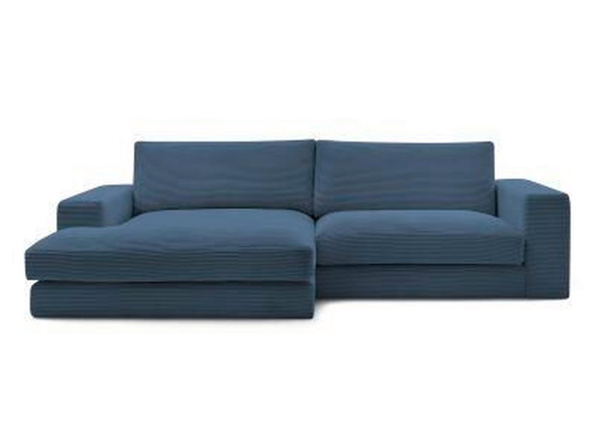 ECKSOFA  LEONARD Dunkelblau Cord  - Schwarz/Dunkelblau, MODERN, Kunststoff/Textil (159/274cm)