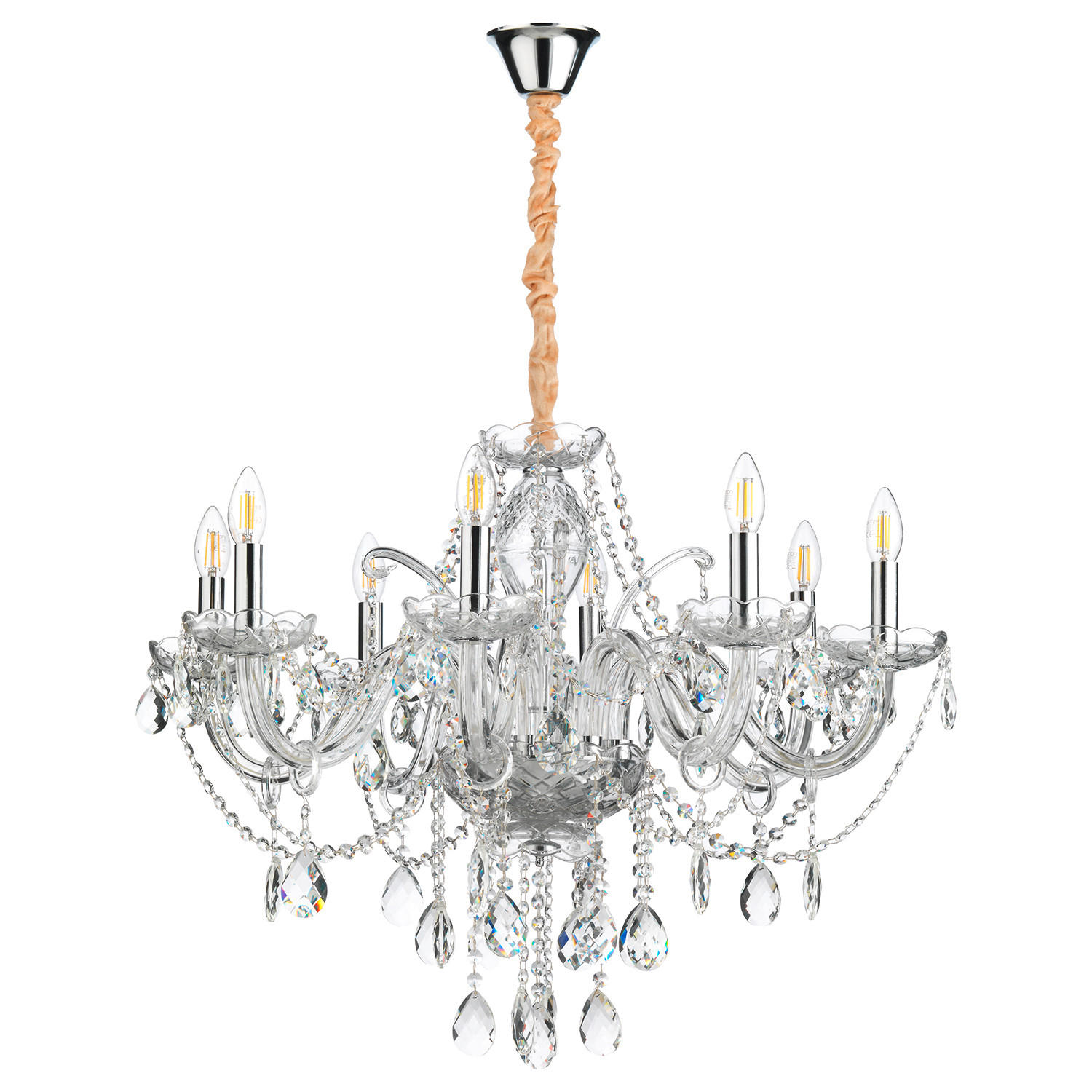 KRISTALL-HÄNGELEUCHTE 75/100 cm   - Chromfarben/Transparent, KONVENTIONELL, Glas/Metall (75/100cm)