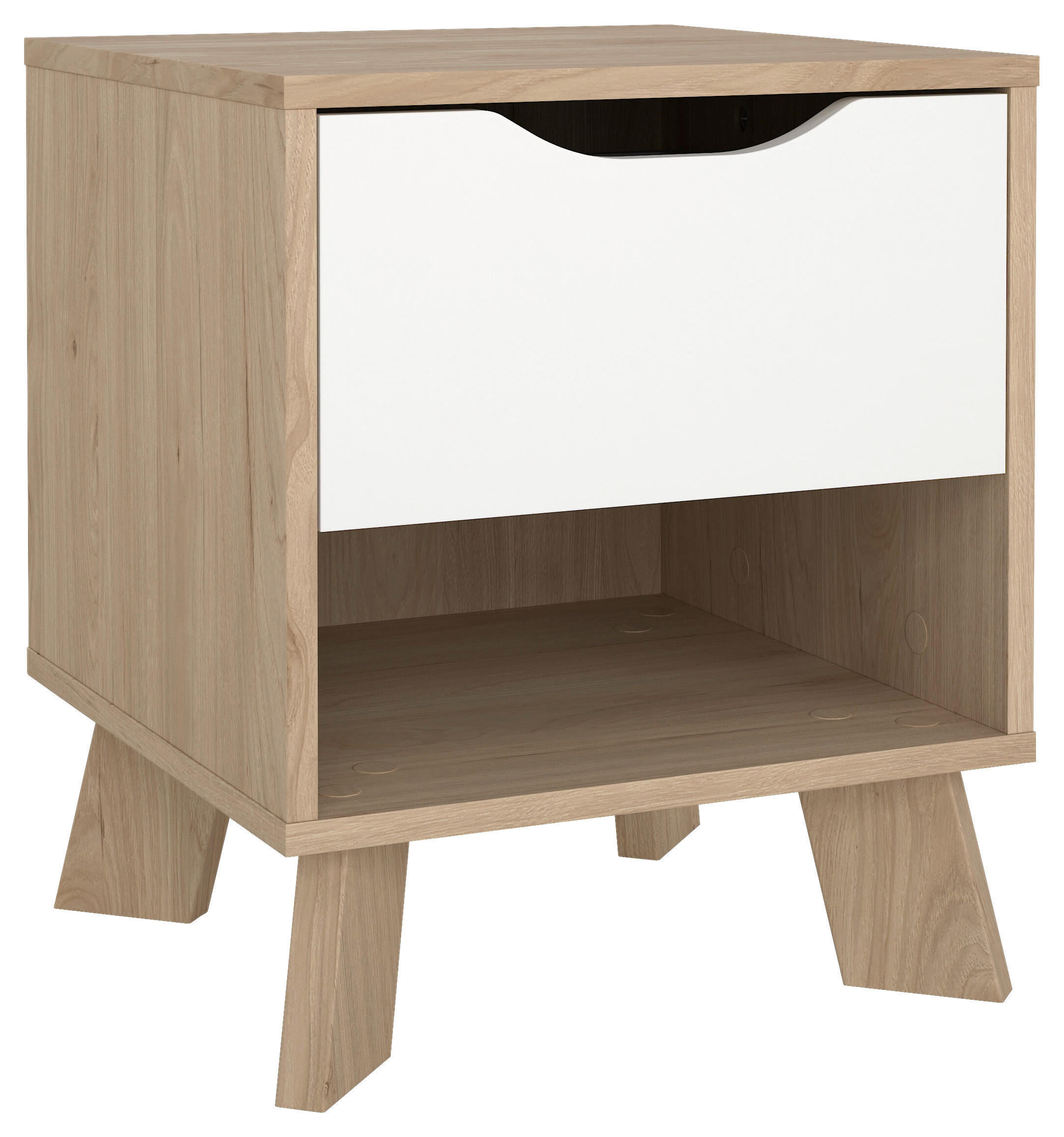 NACHTKÄSTCHEN in Weiß, Eichefarben  - Eichefarben/Weiß, Basics, Holzwerkstoff (40,2/47,4/39,8cm) - MID.YOU