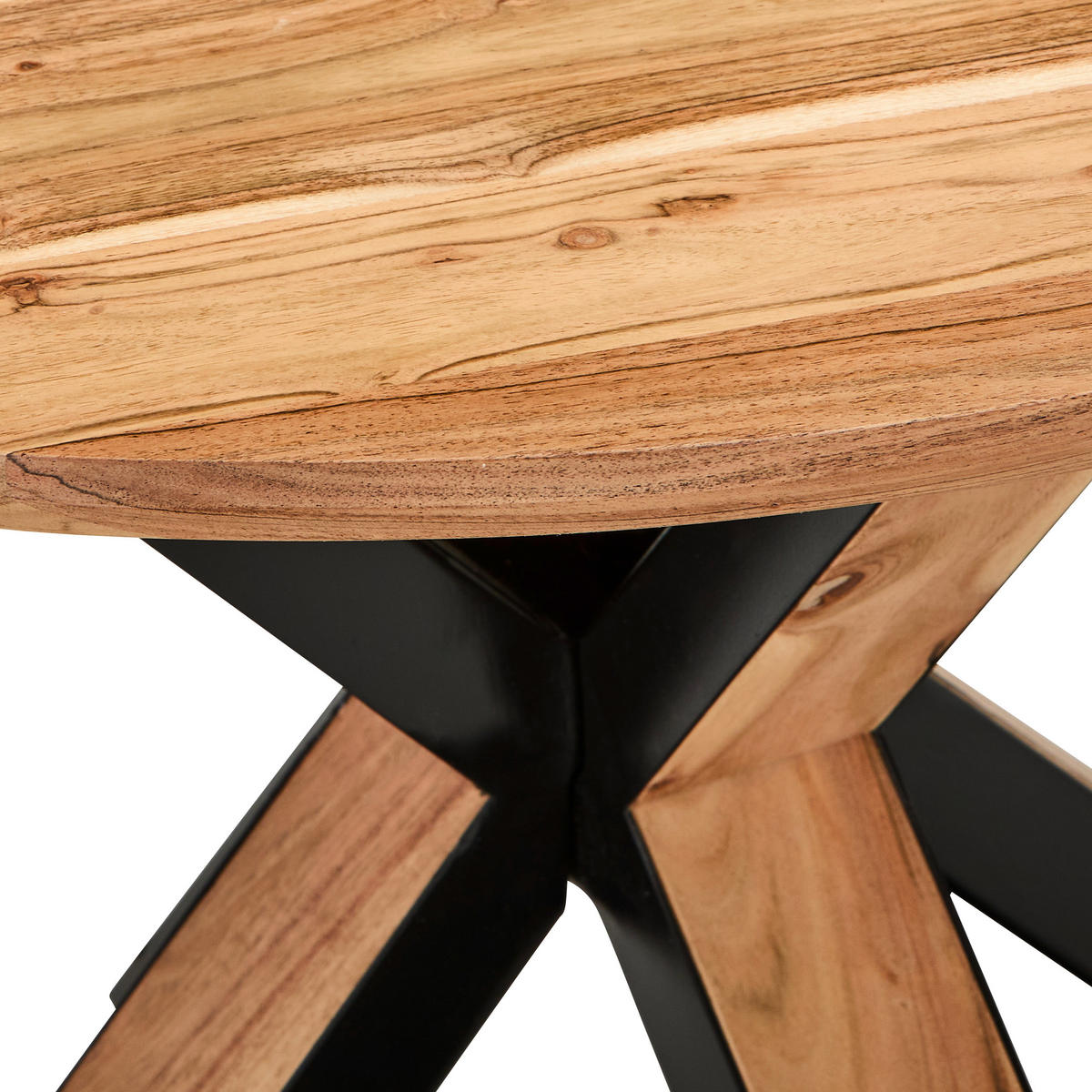 COUCHTISCH Akazie Hartholz rund Schwarz, Akaziefarben  - Schwarz/Akaziefarben, Natur, Holz/Metall (80/80/45cm) - Livetastic