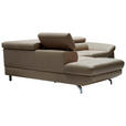 ECKSOFA in Echtleder Haselnussfarben  - Chromfarben/Haselnussfarben, Design, Leder/Metall (220/270cm) - Novel