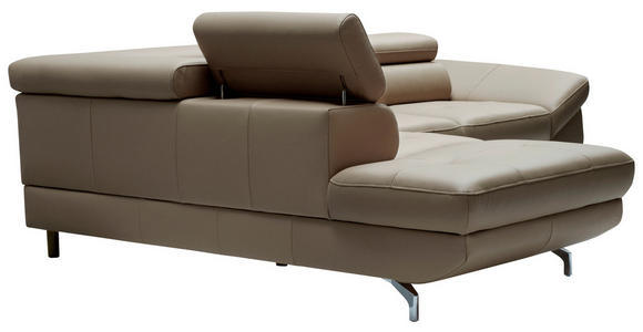 ECKSOFA in Echtleder Haselnussfarben - Chromfarben/Haselnussfarben, Design, Leder/Metall (220/270cm) - Novel
